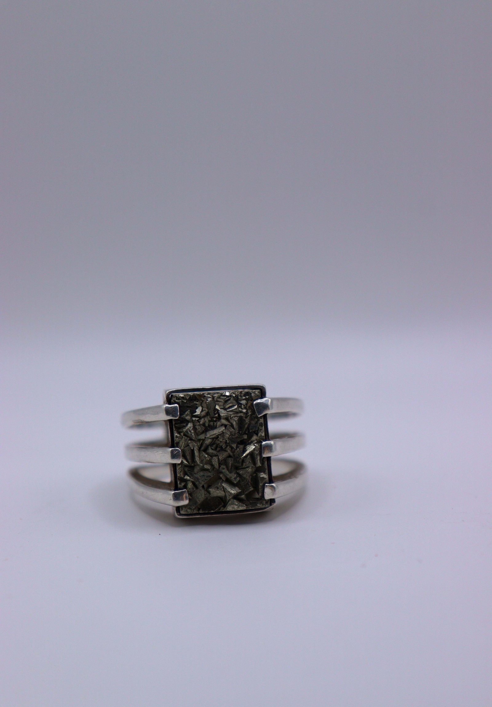 Pyrite ring with silver