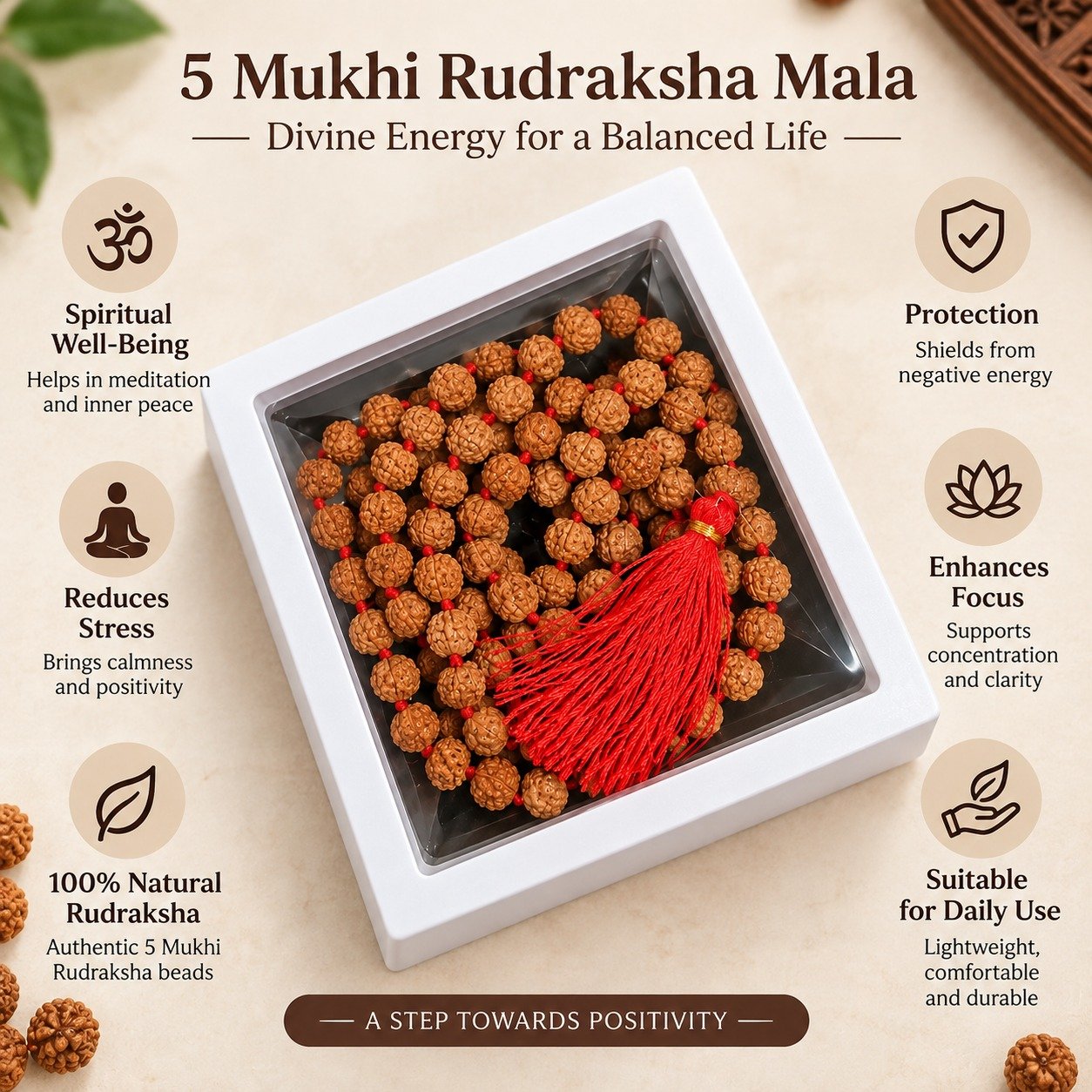 5 mukhi rudraksh mala